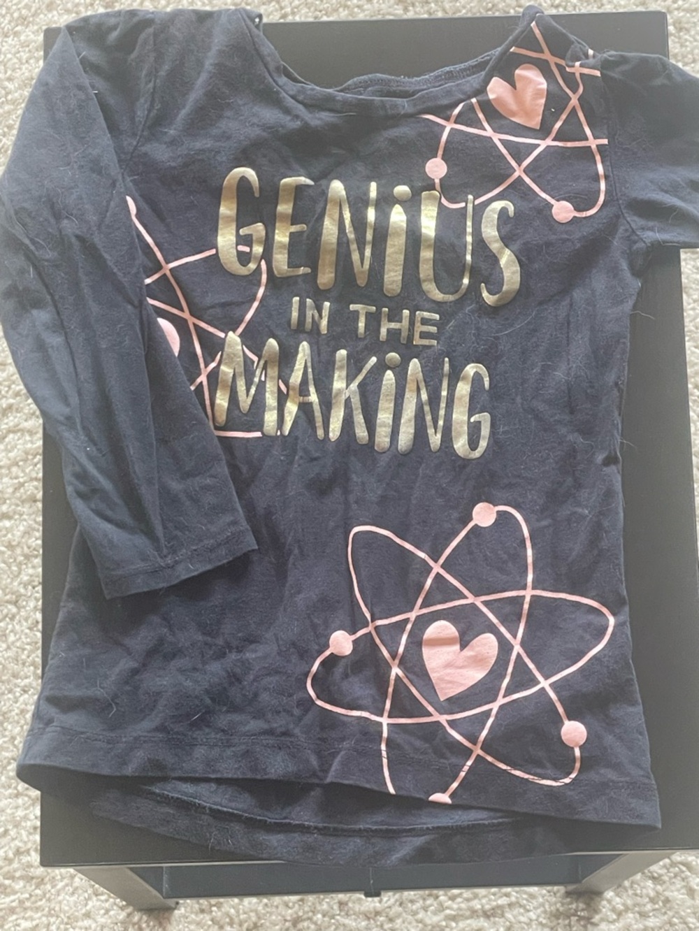 “Genius in the Making” - Girls’ Long Sleeve Black T-Shirt